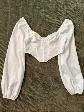 Pacsun White Puff Sleeve Corset Top